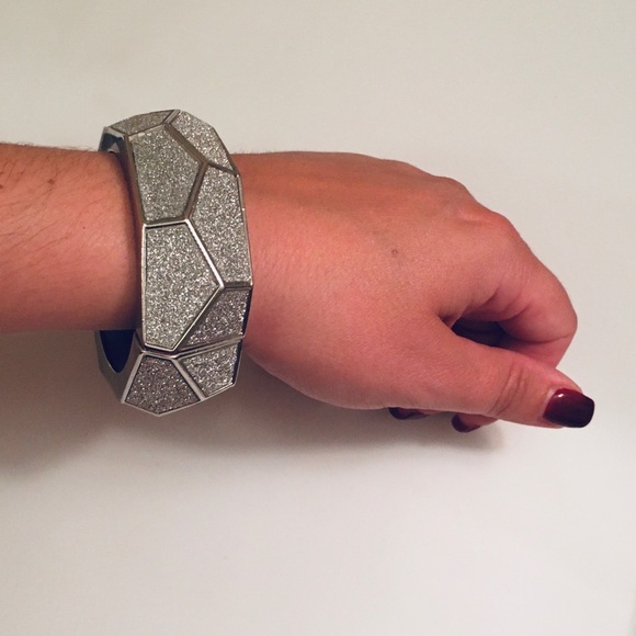 Jewelry - Chunky Druzy Silver Costume Bangle Bracelet